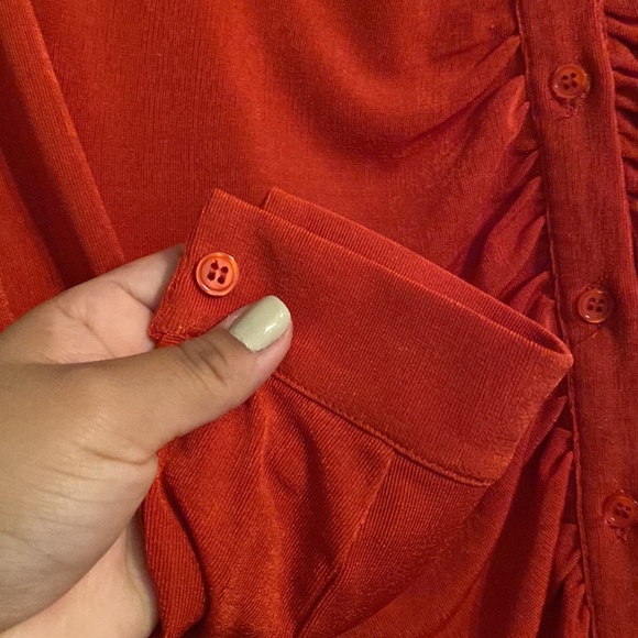 Bardot The Gathered Orange Long Sleeve Minidress - Picture 8 of 11